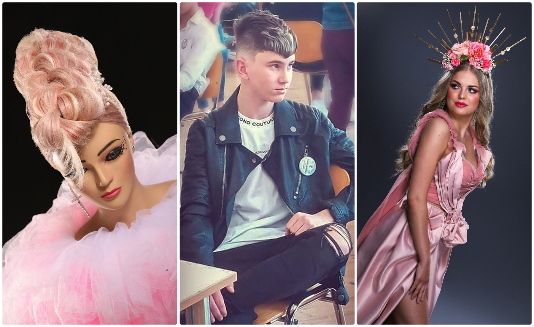 Soutěžní modely: účesová tvorba - cvičná hlava, účesová tvorba - pánská kategorie, dekorativní kosmetika.